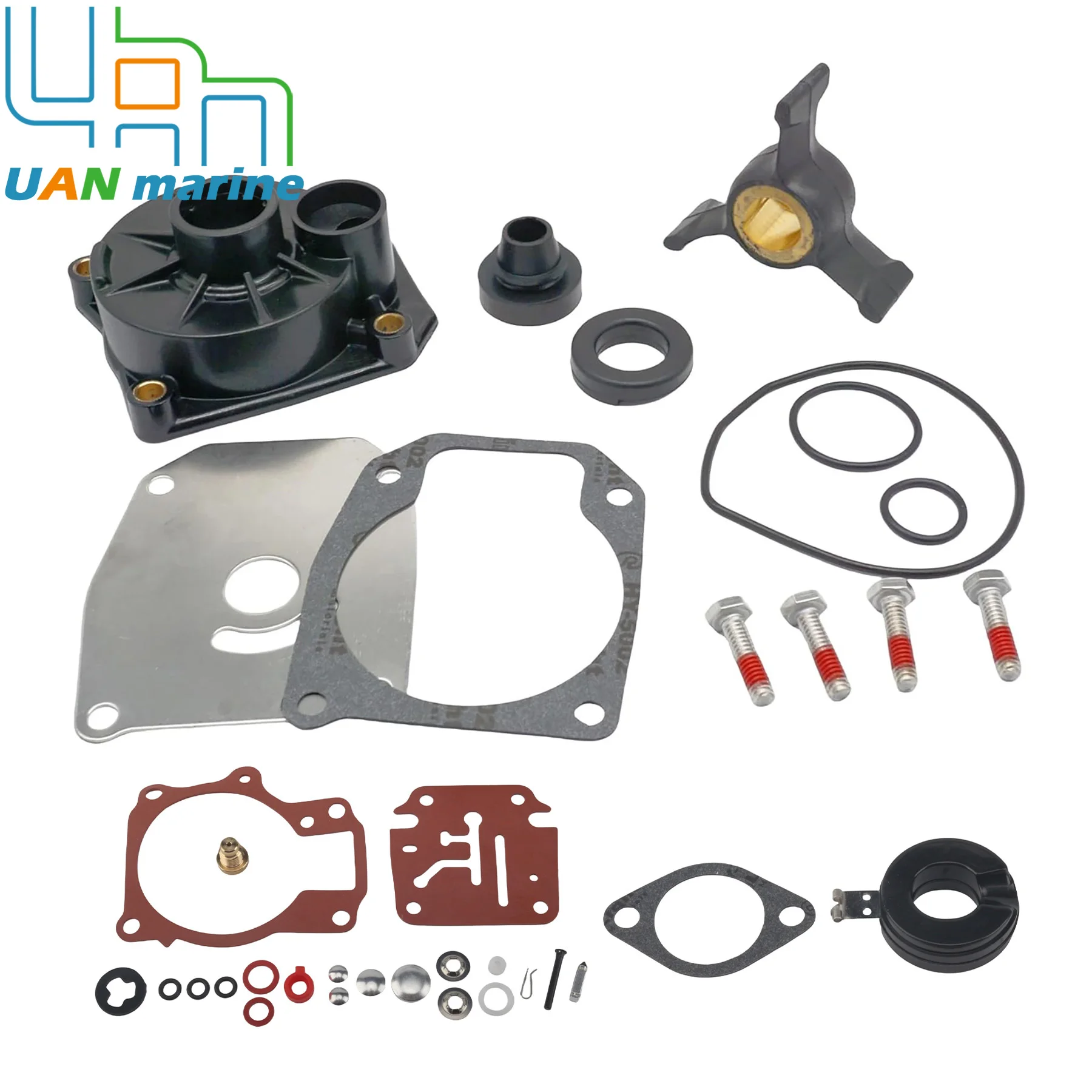 433548 392061 Water Pump Impeller Repair Kit W/ Carburetor Rebuild Kit for Johnson Evinrude 40 45 48 50 HP Outboard Motor 438592