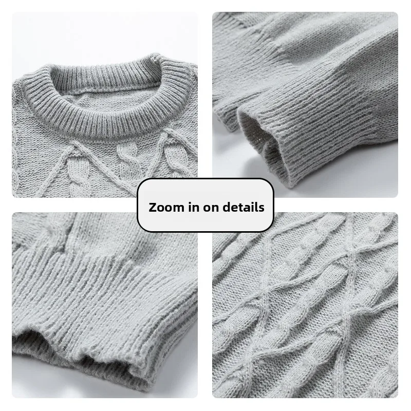 

Loose Men's round Ne Knitted Sweater Twist Flower Pattern Casual Top for Couples Autumn Winter New Sle Comfortable Polyes...