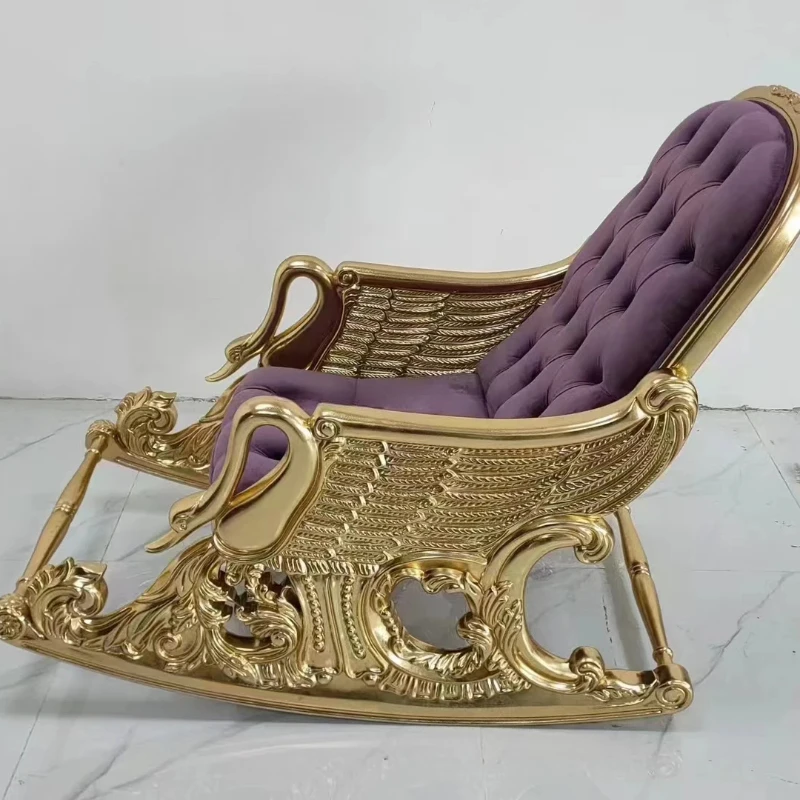 

Fully Hand Carved Luxurious Four-season Lunch Break wooden royal carved rocking chair rocking chair wood living room chairs