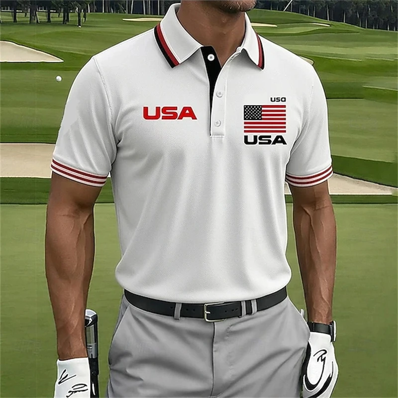 New USA American Flag Polo Shirt Patriotic Golf Men Short Sleeve Tee For Golf Outings Independence Day And Casual Summer Outfits - Image 4