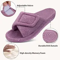 Litfun Women Fuzzy House Slippers Orthopedic Plush Slide With Arch Support Non-slip Furry Bedroom Slide Open Toe Fur House Shoes - Image 4
