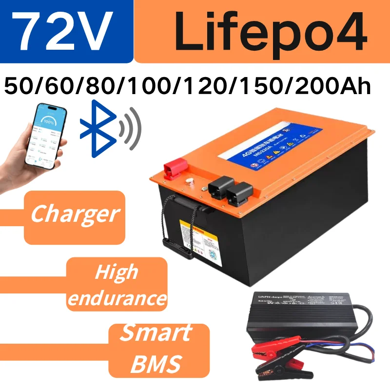 

EB Lifepo4 battery pack 72V50Ah 80Ah 100Ah 120Ah 150Ah 200Ah with bluetooth BMS APP 8000W for Scooter Motorcycle Tricycle Golf c