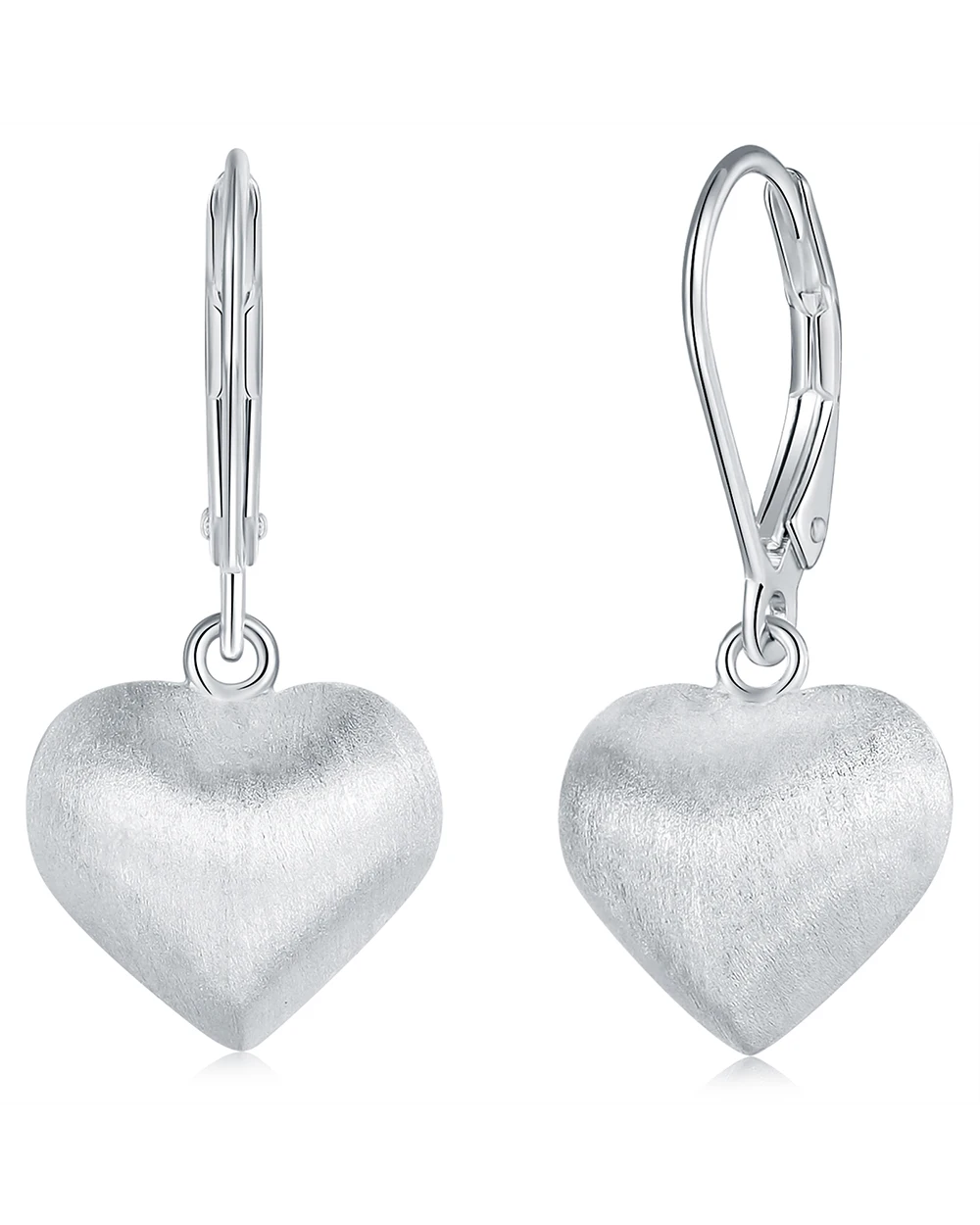 

925 Sterling Silver Heart Brushed Dangle Drop Earrings Handmade Jewelry Birthday Christmas Day Gifts for Women Teen Girl Friends