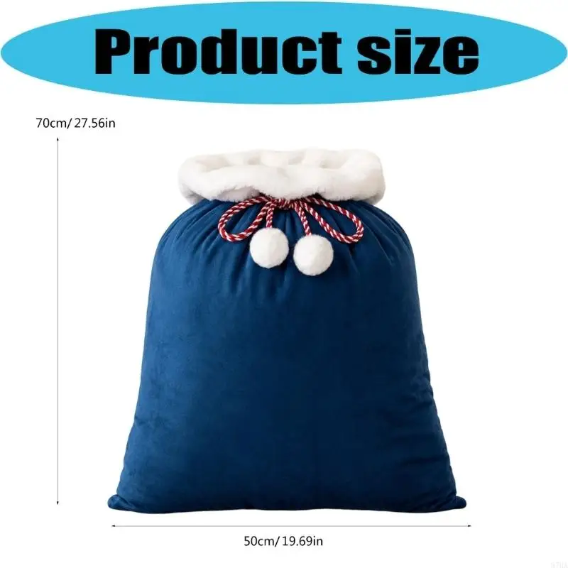Christmas Gift Bag Soft Fabric Present Bag 50 x 70 with Pull-Close Opening and White Trim for Holiday Wrapping 87HA