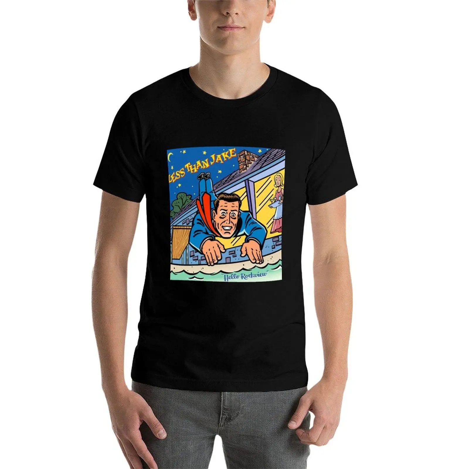 Weniger als Jake Hallo Rockview T-Shirt T-Shirts für Männer grafisches lustiges T-Shirt für Männer