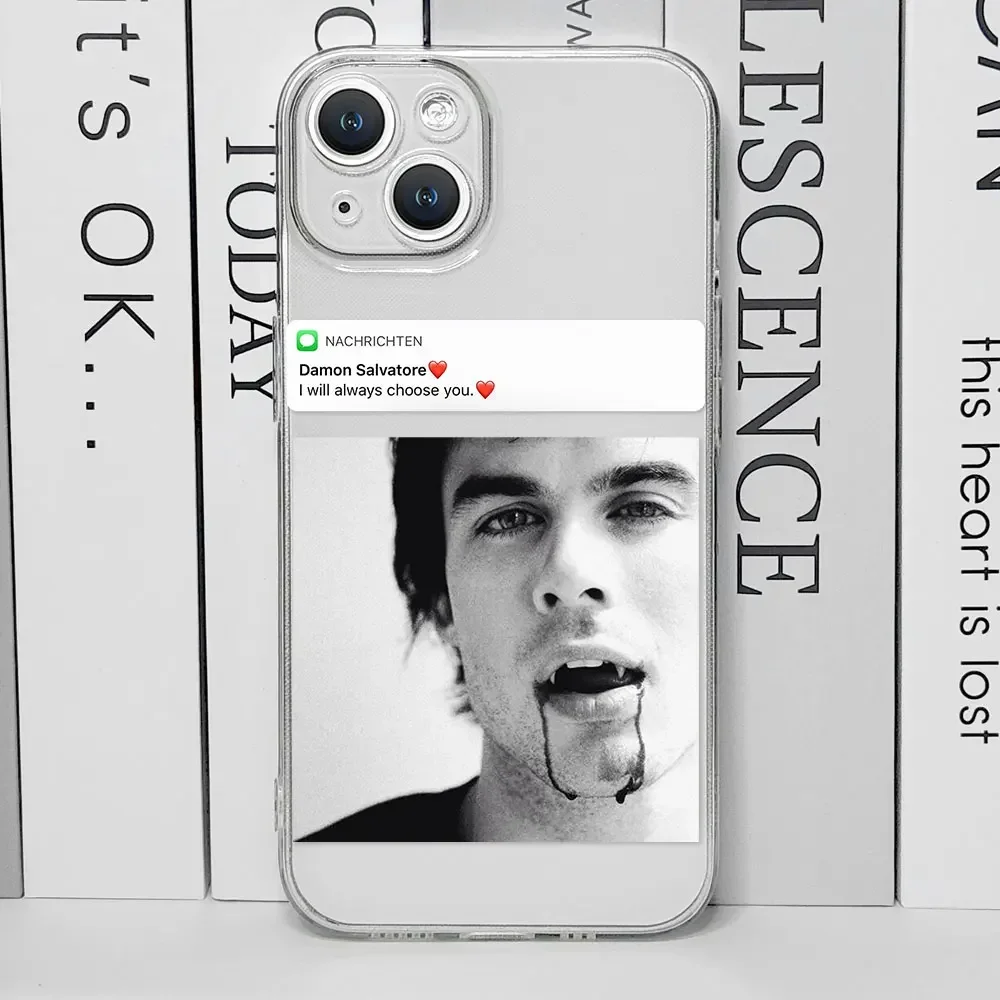 The Vampire Diaries Damon Phone Case for IPhone 11 12 13 14 15 16 Pro Mini X XS MAX 7 8 Plus Hot TV Show Shockproof Cover Fundas