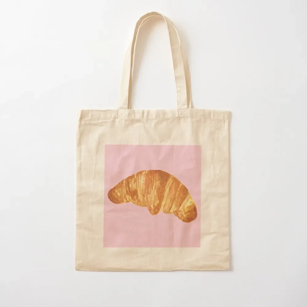 

Croissant on pink Tote Bag shopper bag women eco bag folding bags woman 2025