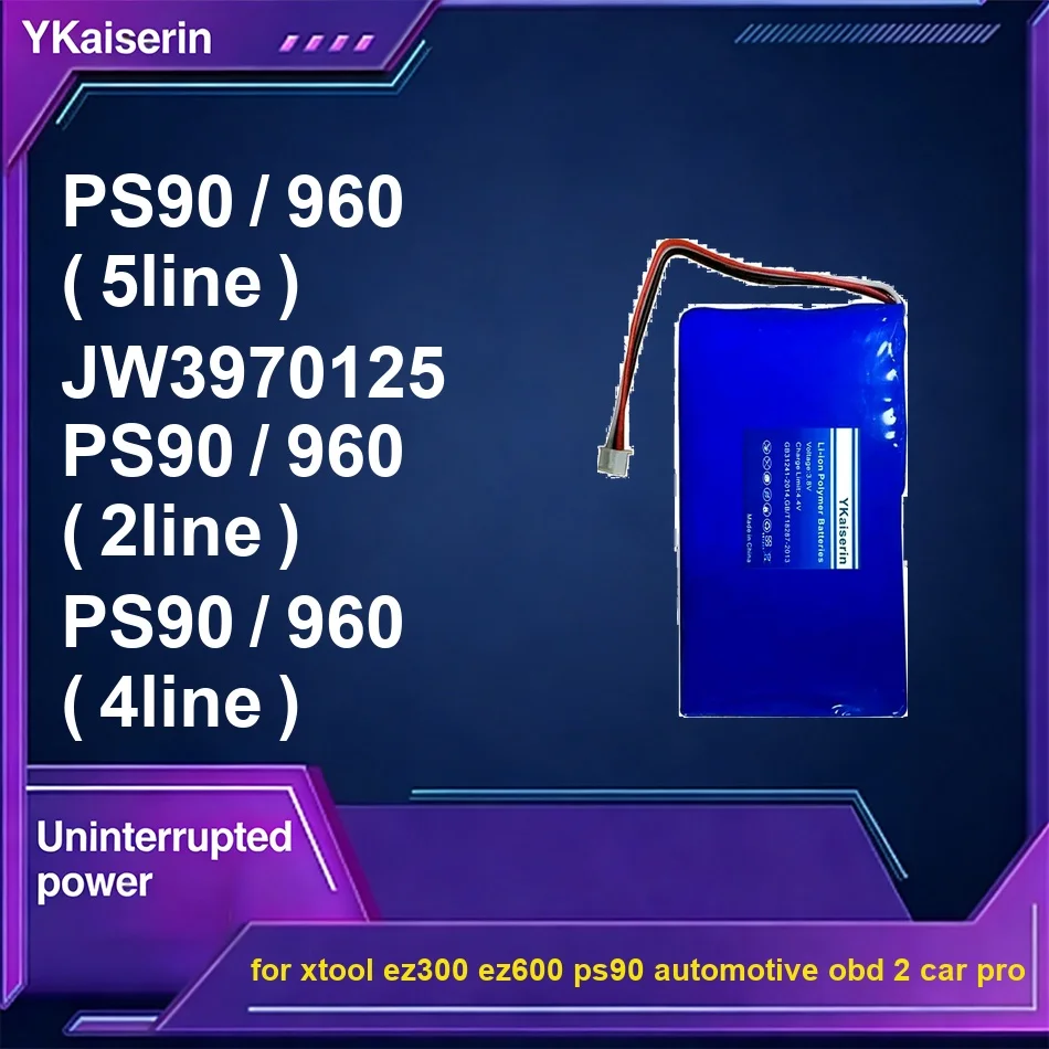 

Аккумулятор с длительным сроком службы JW3970125 2400-9100 мАч для Xtool EZ300 EZ600 PS90 Automotive Obd 2 Car Pro