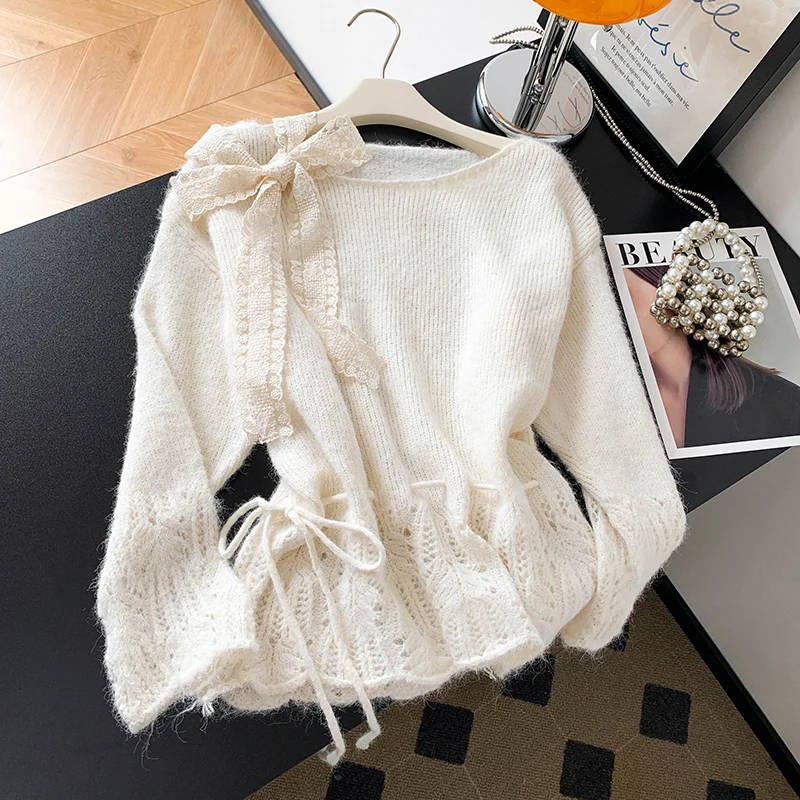 

Sweet And Gentle Korean Sle Women's Knitted Sweater 00% Pure Wool Autumn Faion New Arrival Single Quali Puing