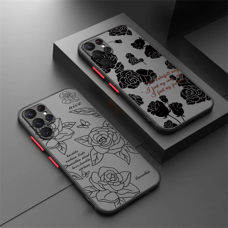 

Beautiful Butterfly Flowers Frosted Translucent For Samsung Galaxy S24 S23 S22 S21 S20 FE S10 S9 S8 Plus Ultra Pro 5G Back