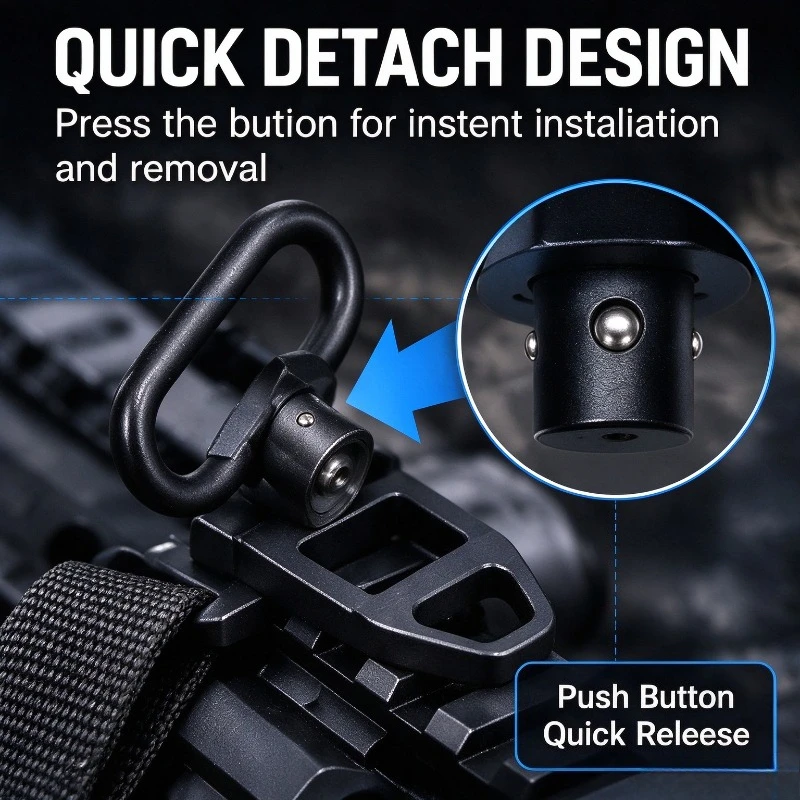 Dual Side Metal Sling Swivel Buckle, Quick Detach QD Sling Loop Mount, Fit 20mm Picatinny Rail, Black Toy Model Accessory