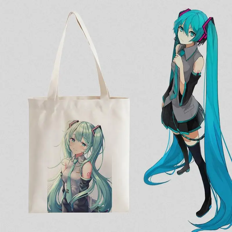 Hatsune Miku Anime Periphery One Shoulder Canvas Bag boys Student Handheld School Bag Beautiful Girl miku Same Shopping Bag