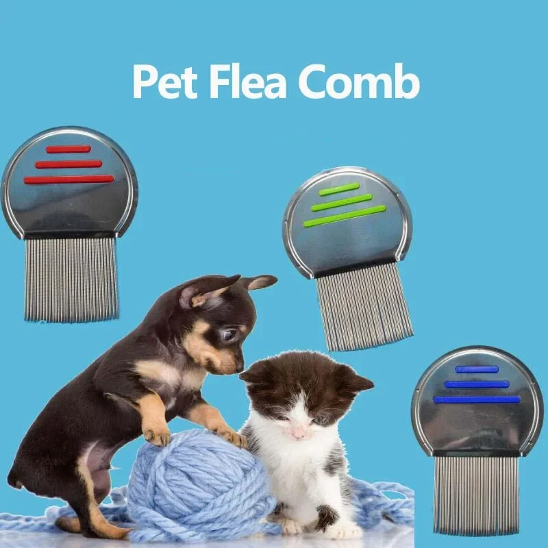 Pet Stainless Steel Flea Comb Dog Hairbrush Pet Hair Remove Fine Tooth Hair Combs For Dogs Pet Hairbrush Random 1Pcs