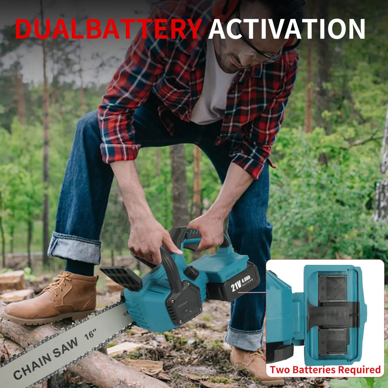 منشار كهربائي بدون فرش مقاس 16 بوصة، أداة كهربائية لقطع الخشب خفيفة الوزن، بطاريات 21 فولت، مقبض مريح للمزيت التلقائي