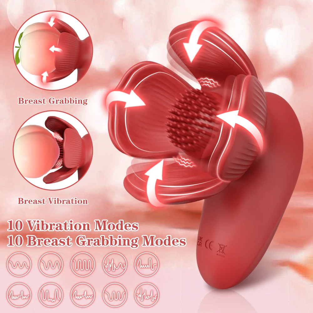 Erotic Sex Toys Nipple Clitoris Vibrator Grab Breast Massager for Women Petal Shape Female Breast Stimulator Masturbation Tool