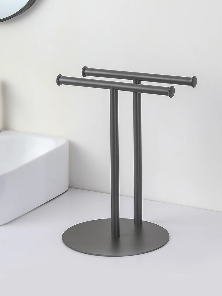 

Ele European Double Rod Towel Ra Stand Batoom Kitchen Desktop Storage Holder No Drilling Required Installation