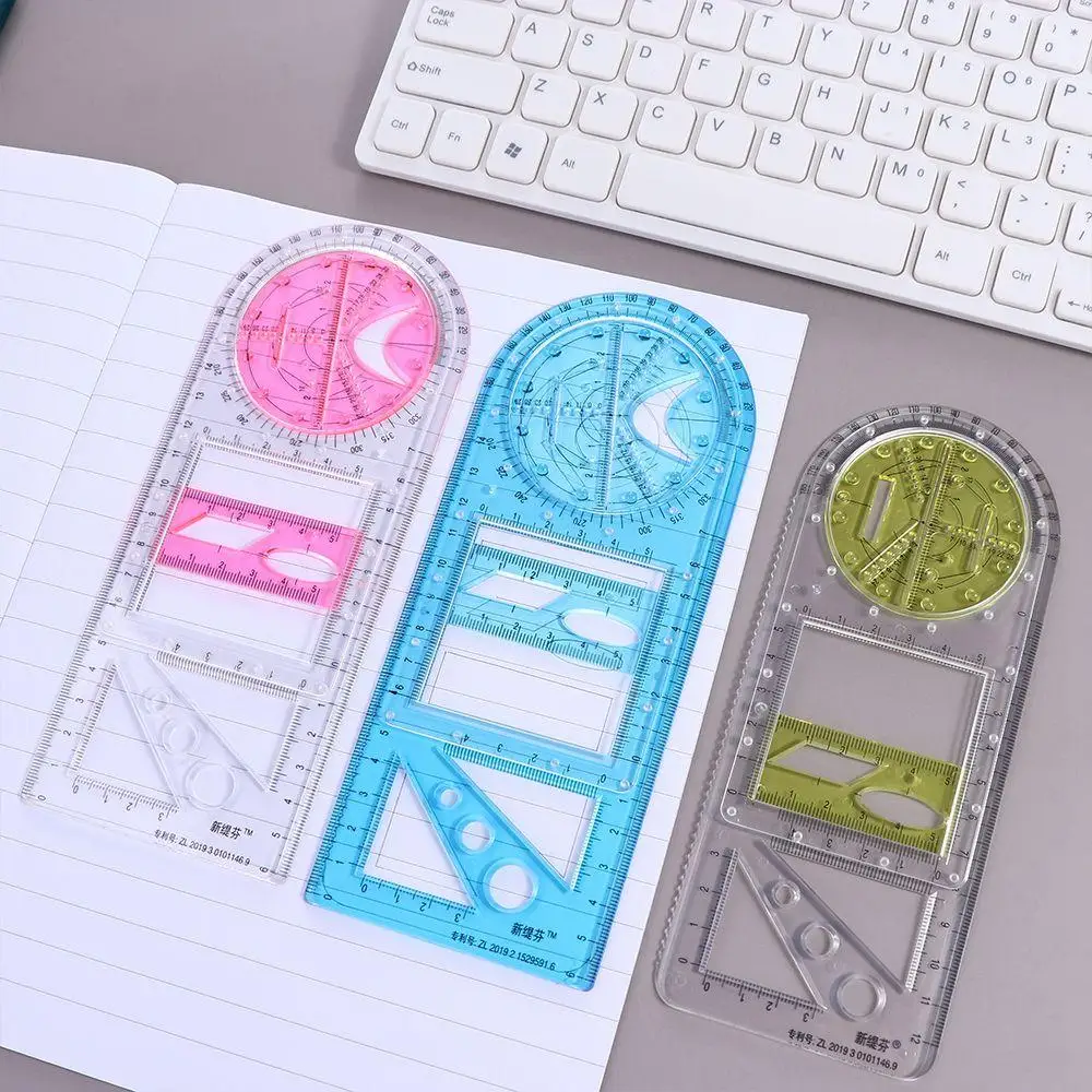 Multifunctional Primary School Activity Drawing Geometric Ruler Triangle Ruler Compass Protractor Set Measuring Tool