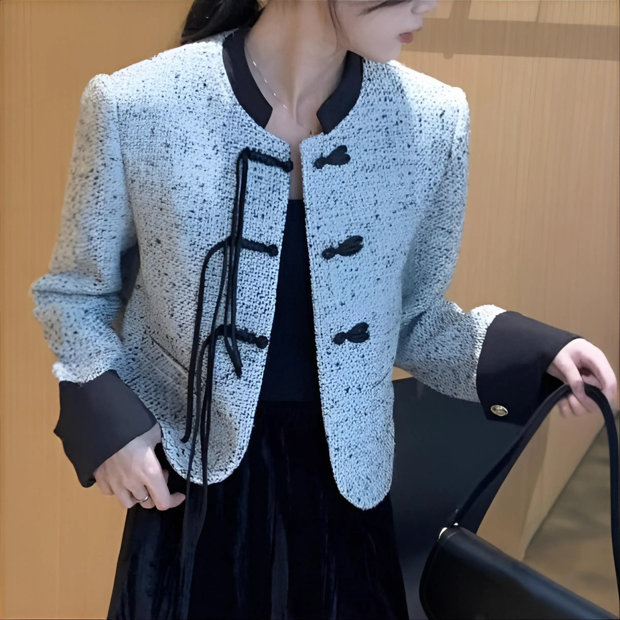 

Женский летний твидовый жакет белого цвета, легкий, из кружевного шифона, с бисером, приталенный силуэт, для вечеринок и торжеств, женственный дизайн