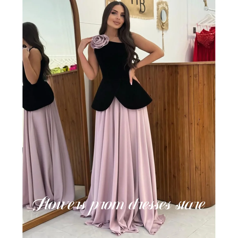 

Flowers One Shoulder Flowers Prom Dress Sleeveless Party Dress Pleats Evening Dress Occasion Dress for Arabic Women Customized
