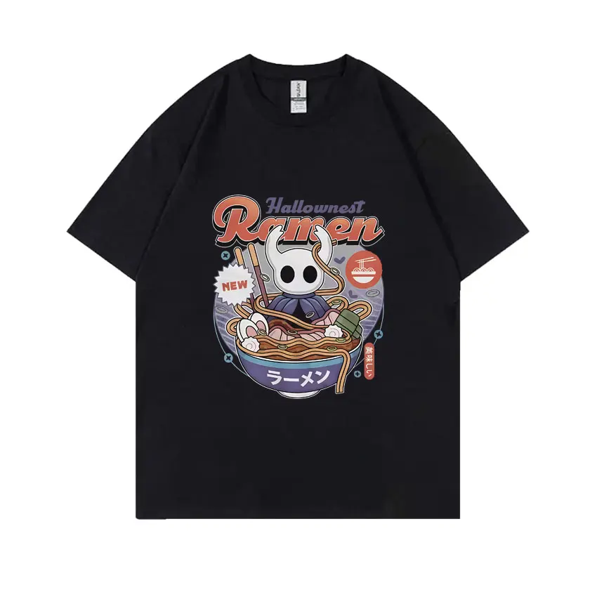 Hot Game Hollow Knight Ramen Graphic T Shirts Men Women Casual Oversized Streetwear Male Fashion Cartoon Short Sleeve T-shirt
