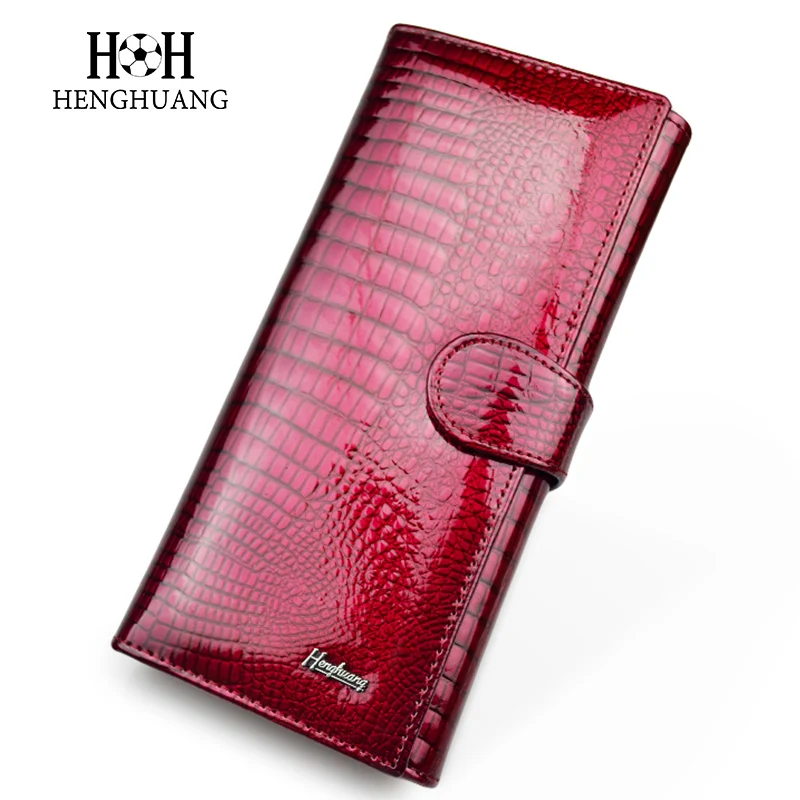 HH Womens Wallets And Purses Women Genuine Leather Wallet Female Purse Long Hasp Purses Alligator Leather Ladies  Clutch Bags