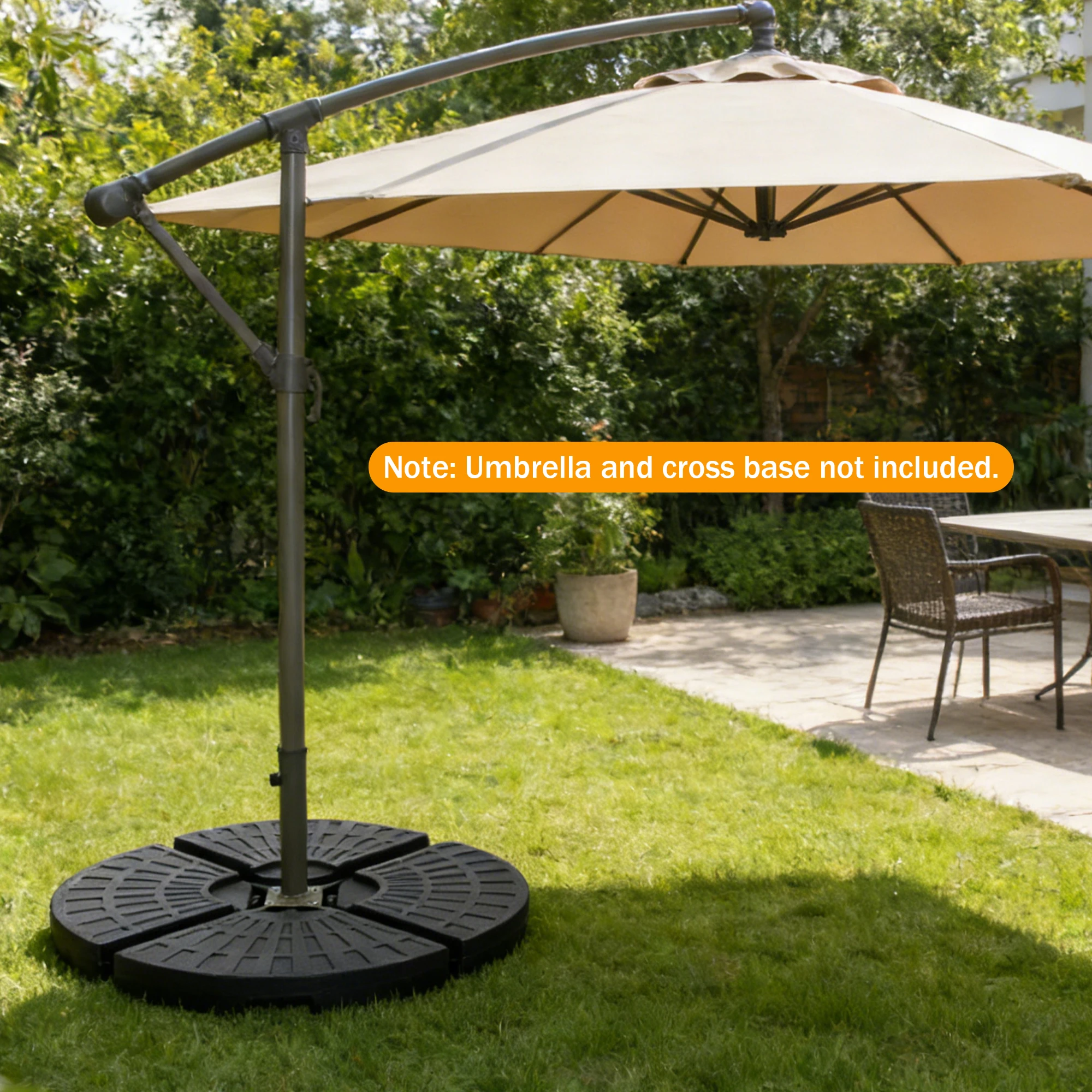 4-Split Sector Round Cantilever Parasol Weight Base, Water Sand Fillable Outdoor Stand for Offset Hanging Patio Umbrella