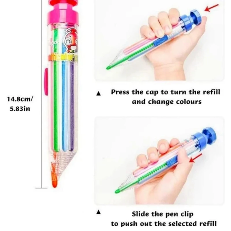 Multicolor Rotating Crayons para crianças, Pressionando Crayon Lápis, Artes, Colorido, Doméstico, 4pcs