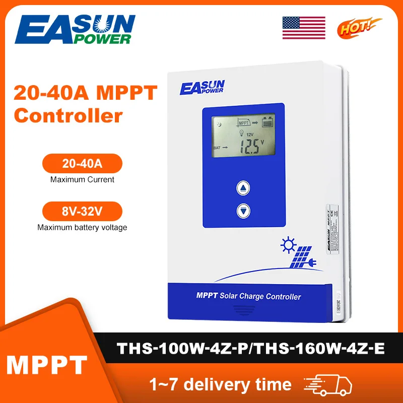 

EASUN MPPT Solar Controller 40/20A 24V 12V MPPT Solar Controller 32V Setting Charger Back-Light LCD Solar Regulator Dropship