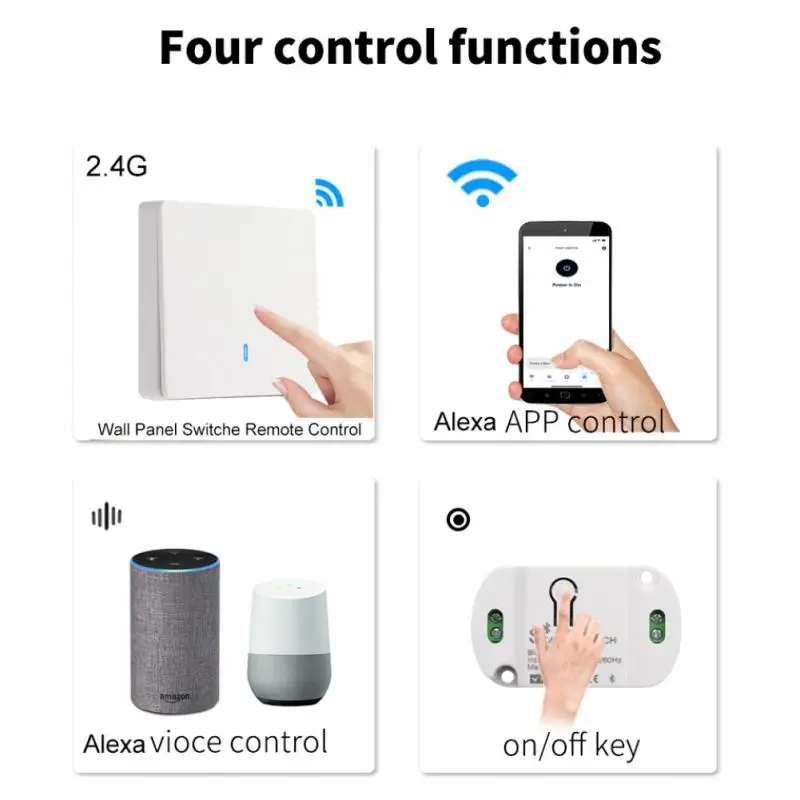 Smart Light Switch Wireless RF 2.4G interruttori telecomando AC 90-250V modulo interruttore relè 86 pannello a parete per lampada camera da letto