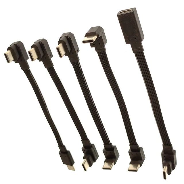 10CM-100CM Płaski kolanko USB-C typu C w górę/w dół 90 °   Kabel PD do ładowania danych Lewy i prawy uniwersalny kabel USB C do telefonów z systemem Android