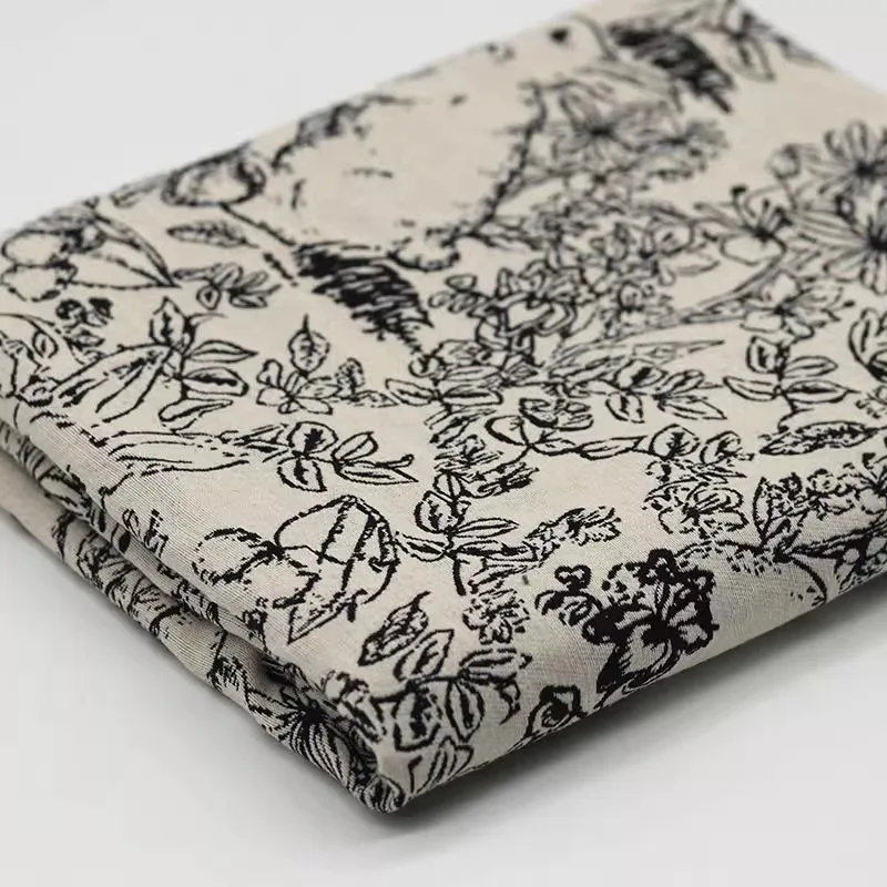 

Black White Retro Rabbit Pattern Weave Jacquard Fabric DIY Handmade Clothing Home Decor Cushion Material Apparel Fabric