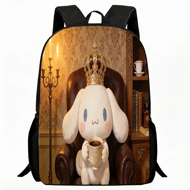 

Kids Bag Cute Puppy With Crown And Coffee In Royal Room Print Backpack Kids Lightweight Breathable School Bag Adjustable Strap L