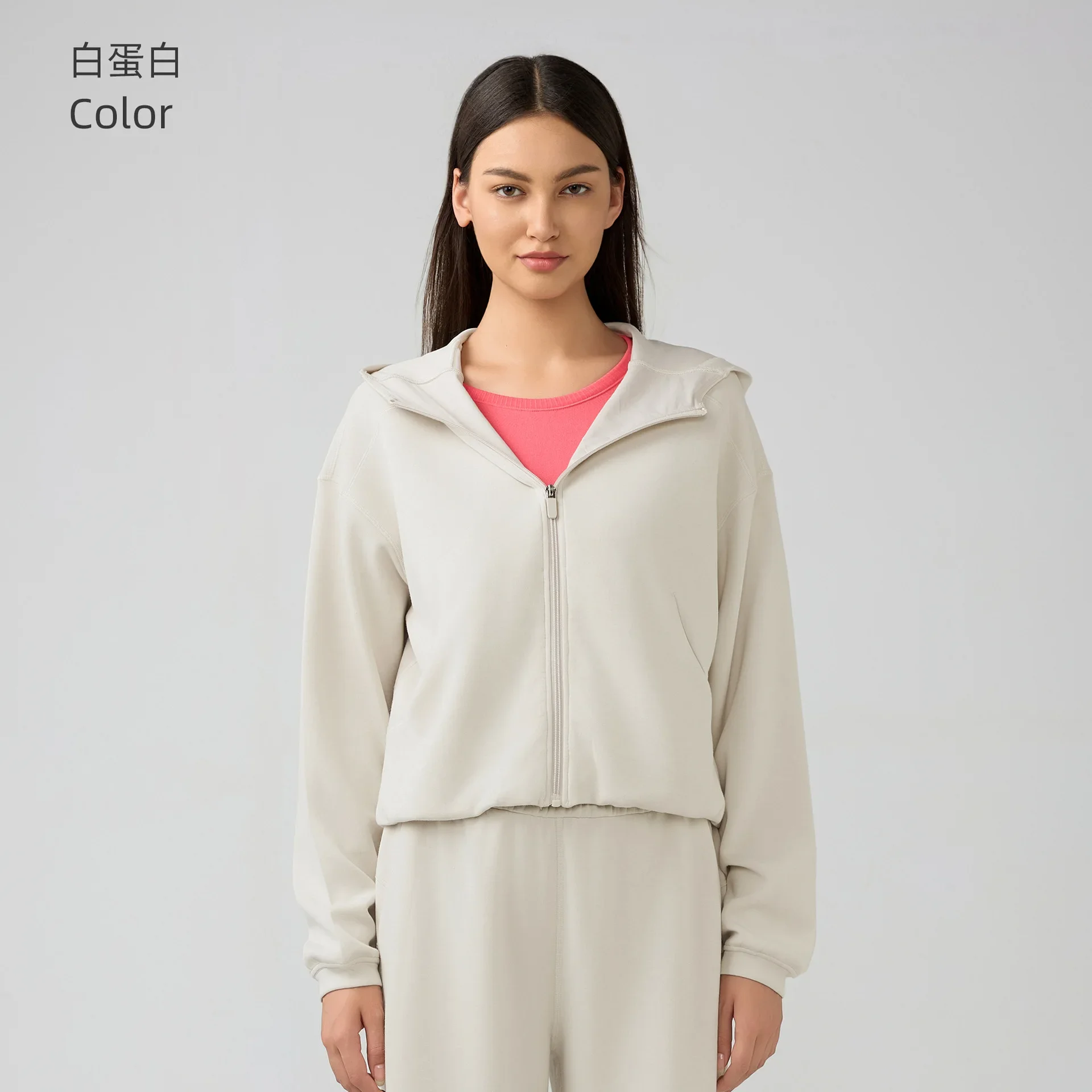 

Women's Hooded Zip-Up Jacket - Loose Fit Casual Sweatshirt, Autumn Winter Running Fitness Hoodie for Gym and Outdoor Sports