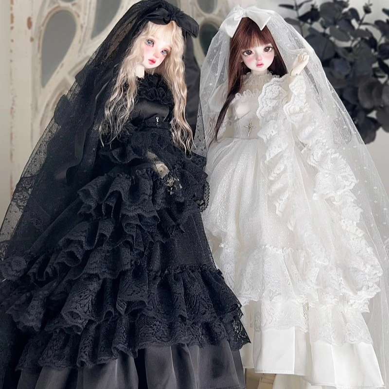 Black and white flower wedding, spot drop bjd baby clothes, small cloth baby clothes