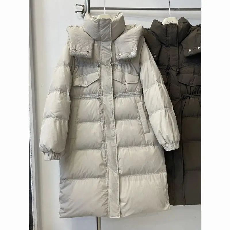 Down Jacket Women Winter New Style Hood, Medium Length Women White Duck Down Jacket, Women Windproof Jacket Parkas