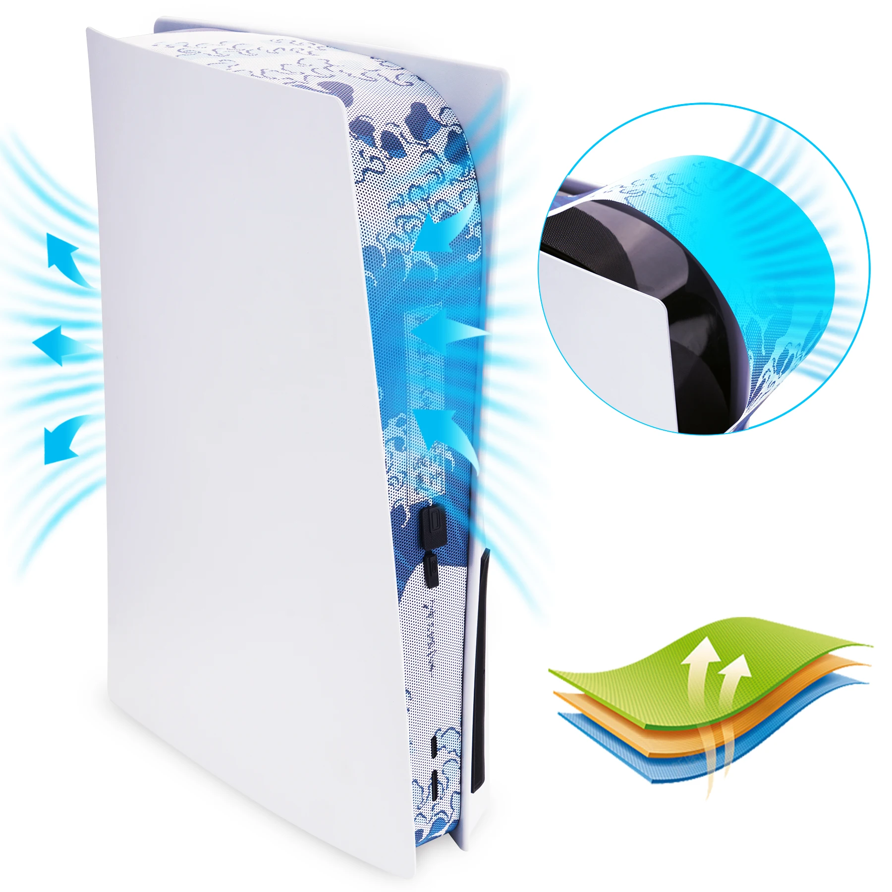 PS5 디스크/디지털용 PlayVital 먼지 필터 및 실리콘 포트 플러그 키트 – 12개의 플러그가 포함된 통기성 먼지 방지 네트 커버, 간편한 설치