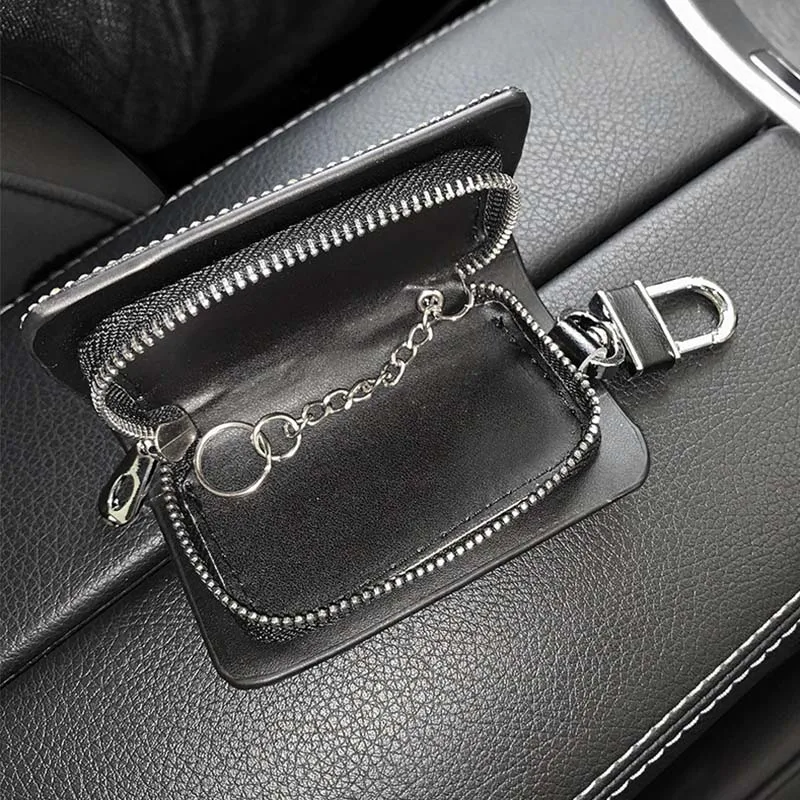 Creative Design Car Keys Keychain Bag Women PU Leather Bling Crystal Keychain Purse Square Zipper Key Wallet Key Organizer Case