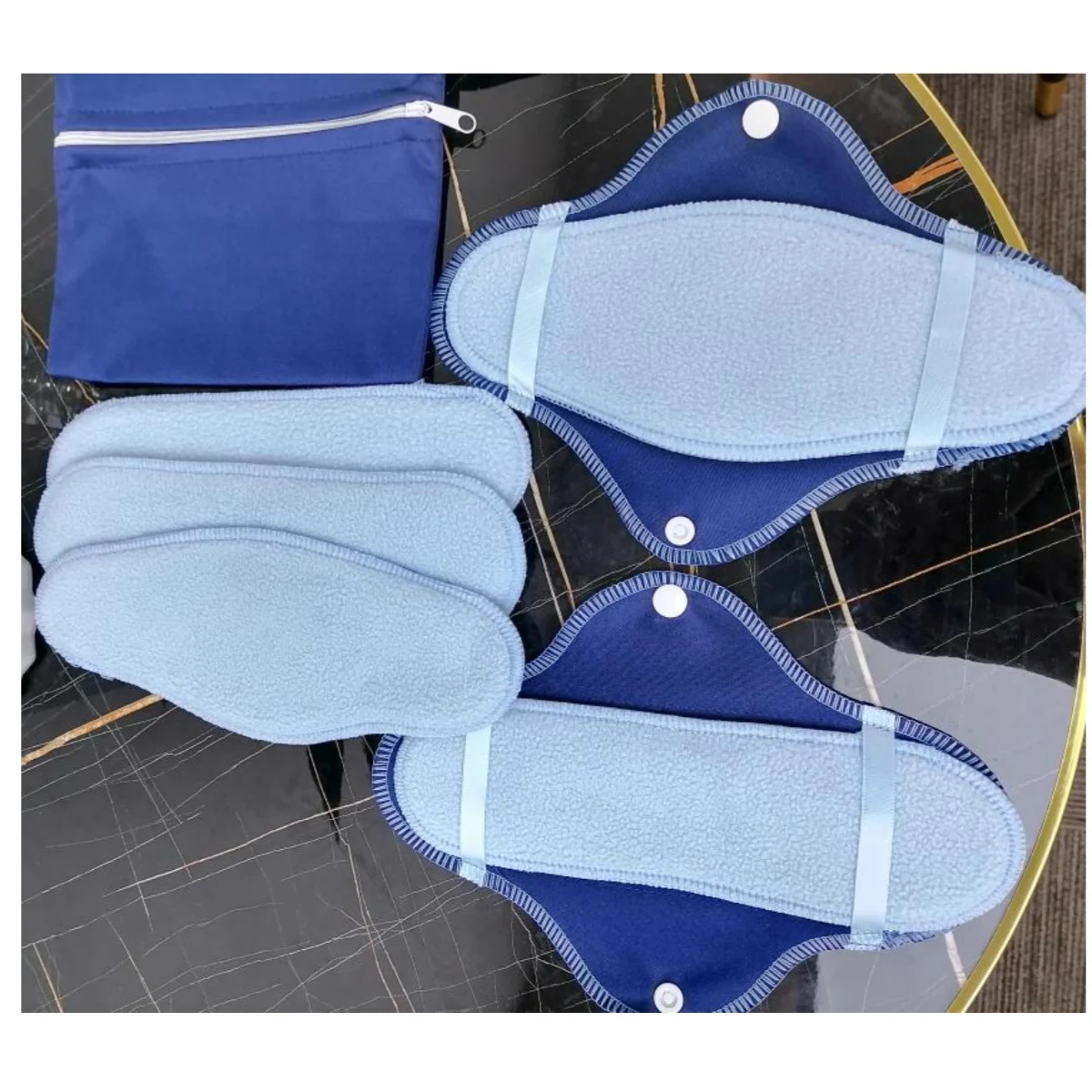 AIO 8 قطعة مجموعة فوط صحية فائقة الامتصاص قابلة لإعادة الاستخدام فوط صحية ناعمة قابلة للغسل مع وسادات داخلية سلس البول قابلة للتبديل
