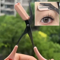 Tijeras recortadoras de cejas con peine, afeitadora profesional para mujer y hombre, cuchillo de depilación, accesorios de maquillaje