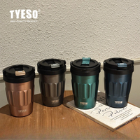 TYESO Retro Style Insulated Coffee Cup Car Stainless Steel Insulated Water Cup with Hidden Handle Office Worker Coffee Mug