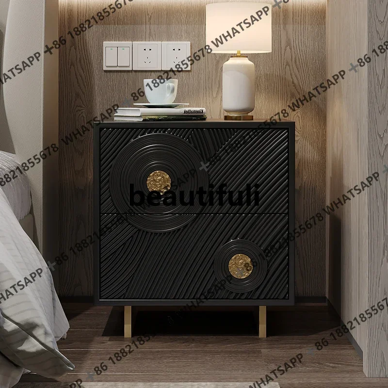 

ZJItalian light luxury bedside table, bedside storage cabinet in the living room, solid wood storage side table next to the sofa