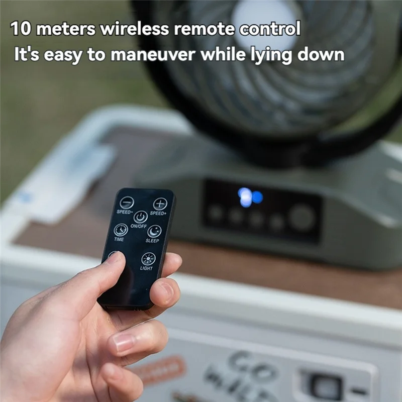 BABZ-데스크탑 팬 20000Mah 충전식 팬(라이트 포함) 5단계 속도 조절 가능 캠핑 여행용 밝기 레벨 3개