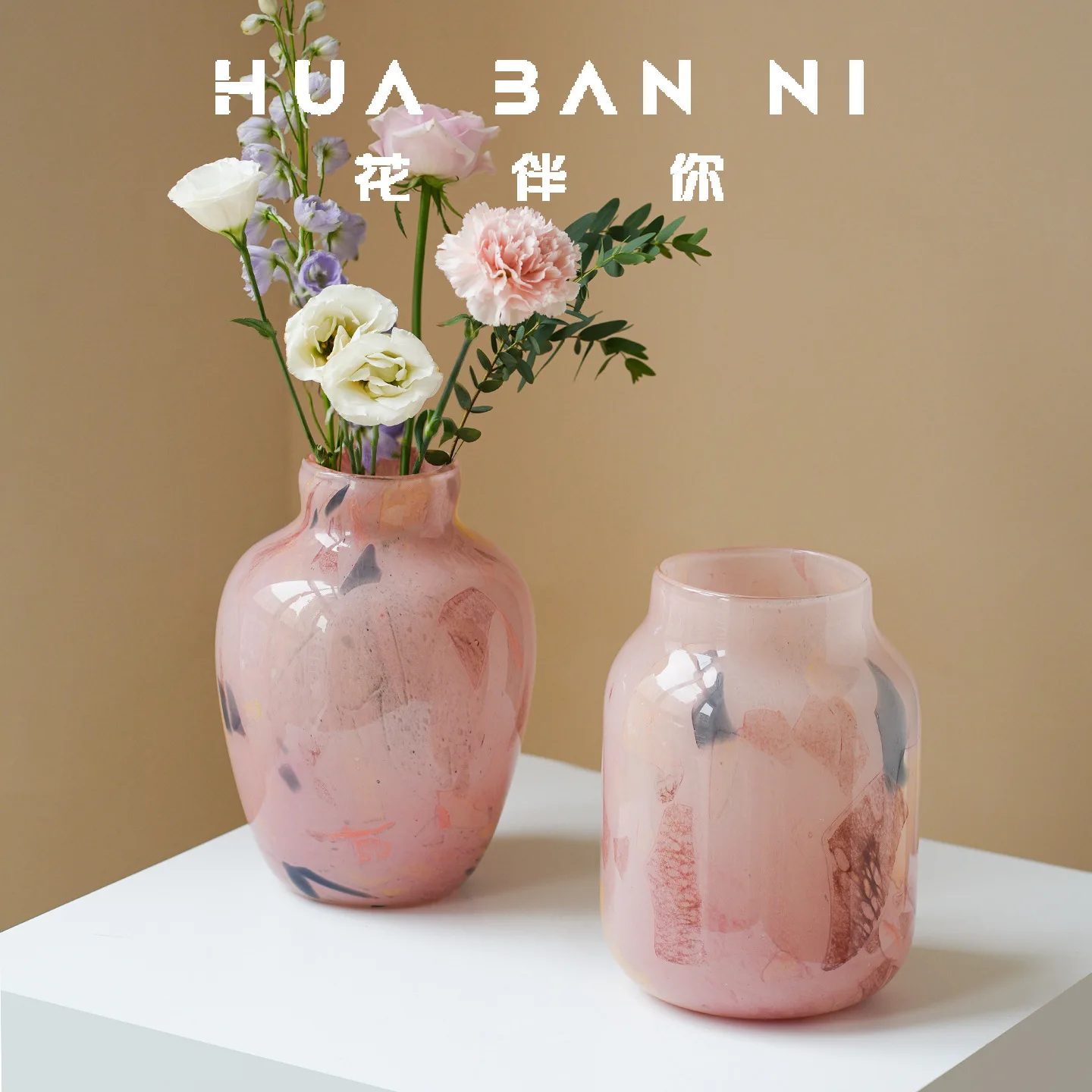 Vase French Gradual Ink Mist Light Luxury Simple Living Room Tabletop Glass Vase Ornaments High Appearance Level