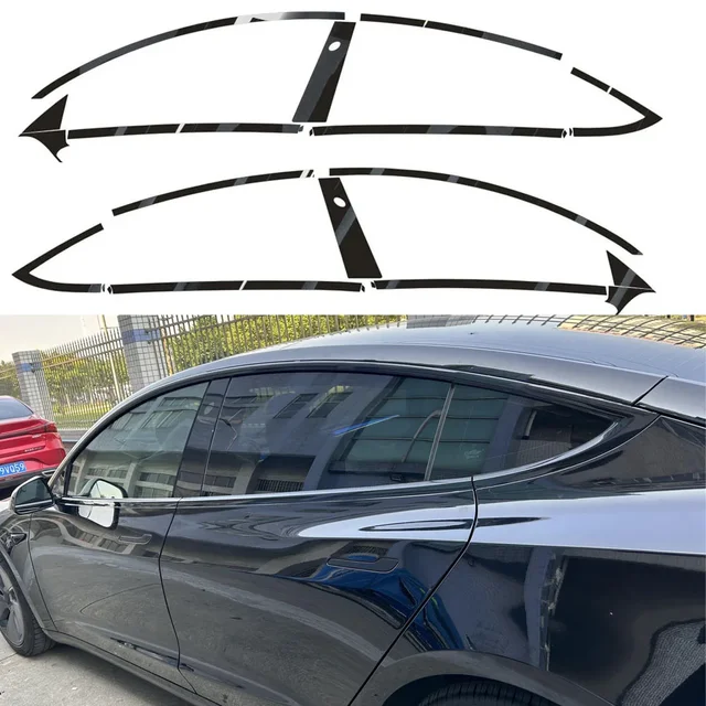 Dla Tesla Model 3 2017-2022 Sedan Window Chrome Delete Blackout ABC Pillars Glossy Black Naklejki