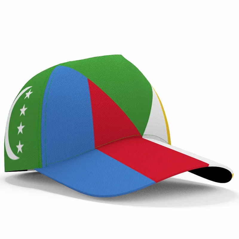 Comoros youth diy free custom made name hat nation flag km french union country college print photo unisex baseball cap