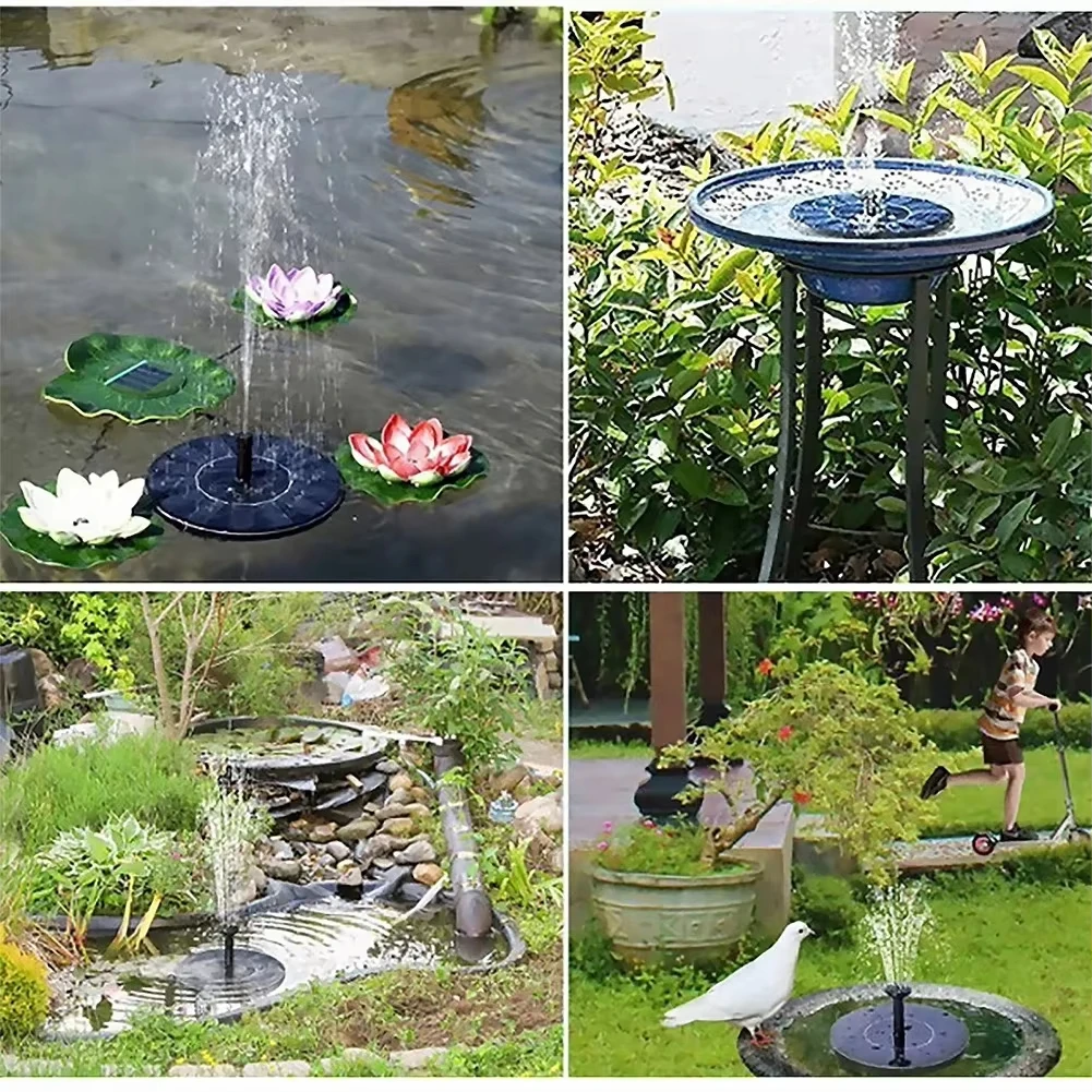 Schwimmende Solarpanel-Brunnenpumpe mit 4 Düsen für Vogelbäder, Garten, Außenwasser, Pool, Teich, Dekoration