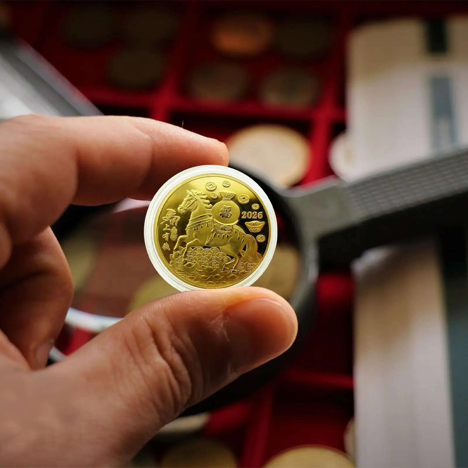 1 قطعة مجموعة معدنية محظوظة عملة 2026 سنة الحصان تذكارية السنة القمرية الجديدة الصين زودياك الحصان عملات عملة تذكارية #5