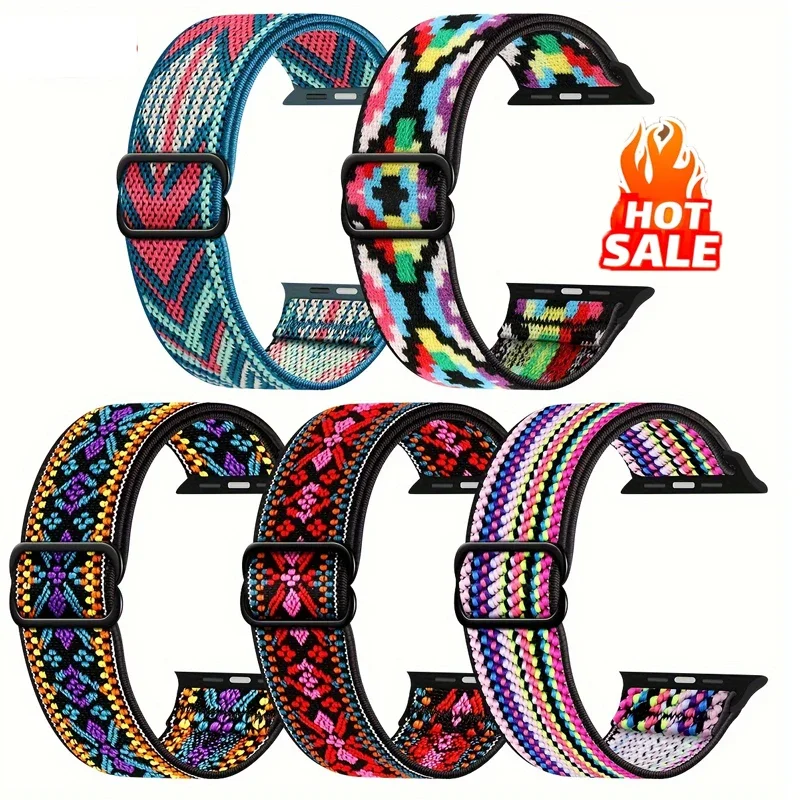 Nylon Band for Apple Watch Straps 44mm 45mm Ultra 2 49mm Series 10 42mm/46mm Elastic Bracelet iWatch 9 8 7 6 5 4 3 Se 40-41mm