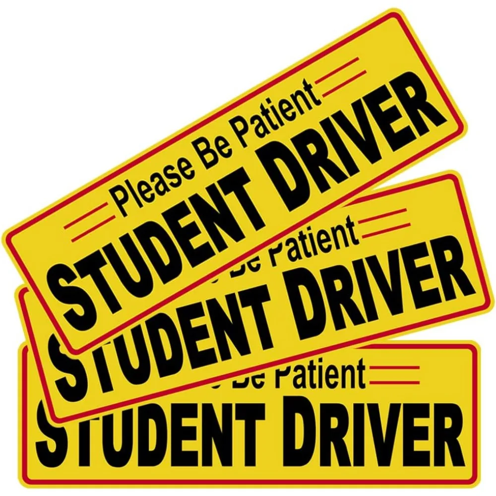 

Student Driver Please Be Patient Reflective Car Stickers Safety Signs Waterproof for Body Bumper Window Vinyl Decals Decoration