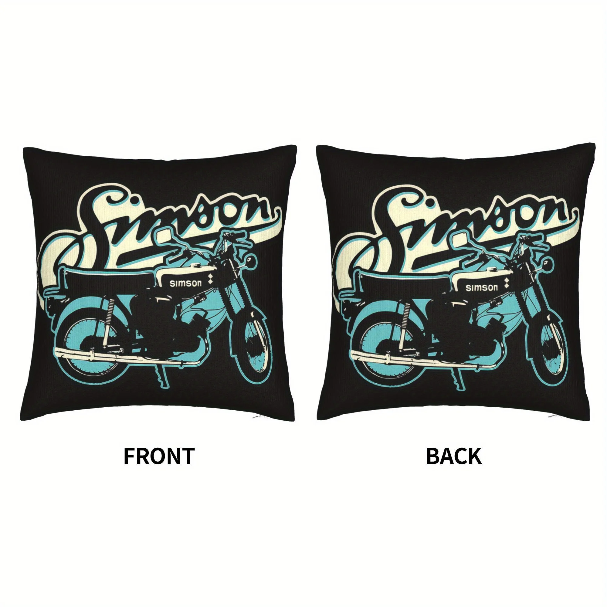 1pcs Pillow Cover Short Plush Polyester Vintage Simson Motorcycle GDR Retro Print Decorative Throw Cushion Case for Sofa Bed
